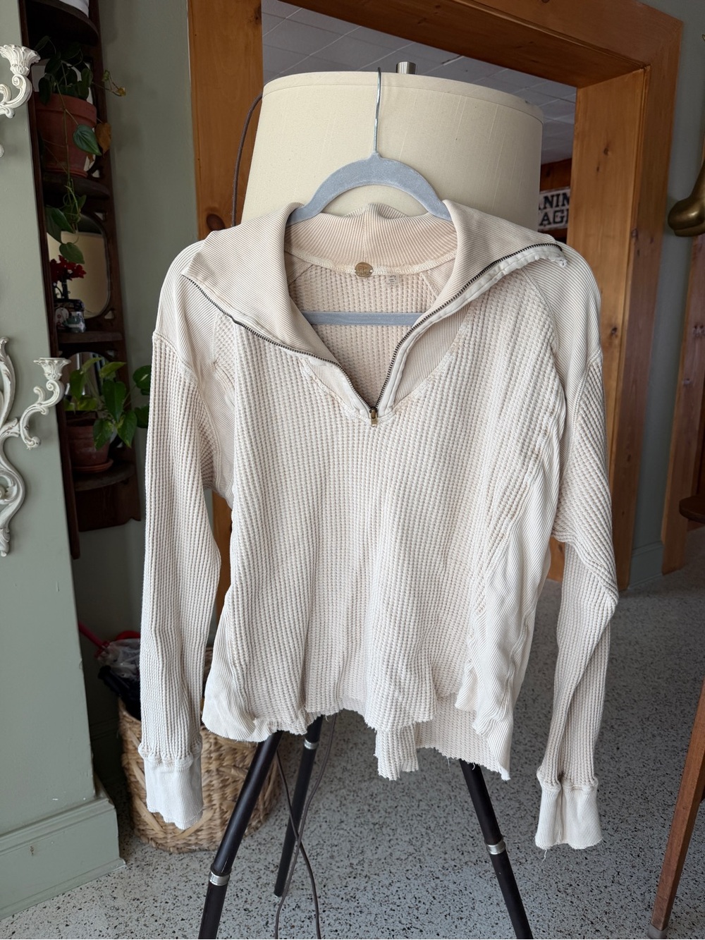 Free People Waffle Knit Half Zip Pullover